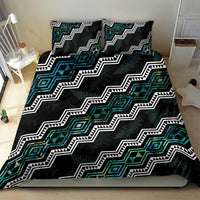 Personalised Taniko Aotearoa Mix Paua Shell Bedding Set Niho Taniwha Turquoise Glitter