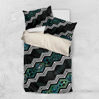 Personalised Taniko Aotearoa Mix Paua Shell Bedding Set Niho Taniwha Turquoise Glitter