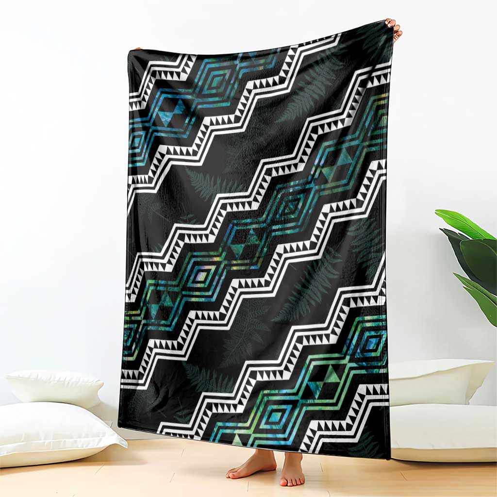 Personalised Taniko Aotearoa Mix Paua Shell Blanket Niho Taniwha Turquoise Glitter