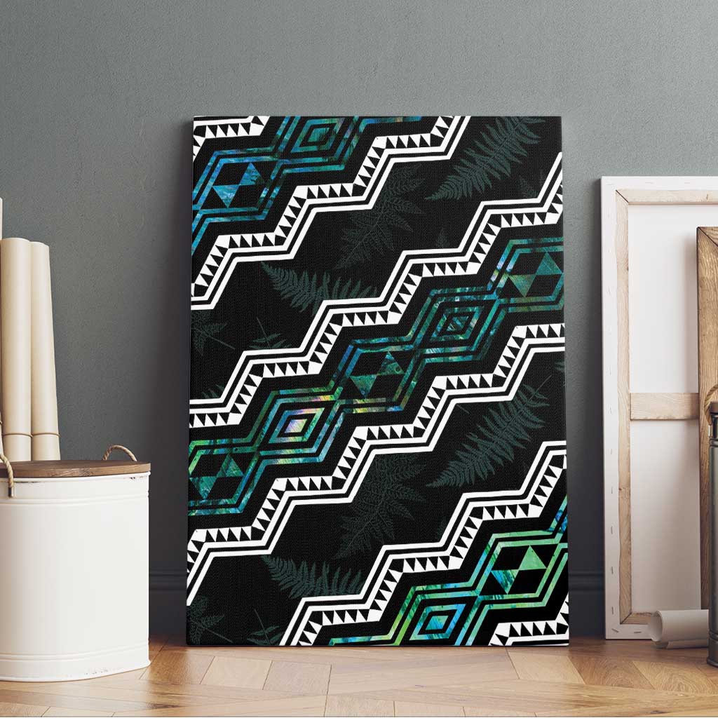 Personalised Taniko Aotearoa Mix Paua Shell Canvas Wall Art Niho Taniwha Turquoise Glitter