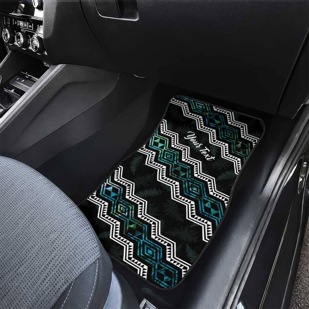 Personalised Taniko Aotearoa Mix Paua Shell Car Mats Niho Taniwha Turquoise Glitter