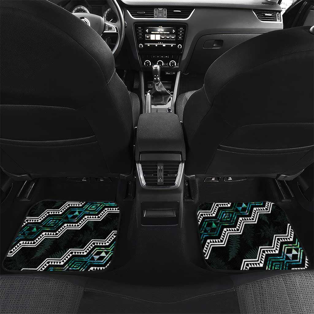 Personalised Taniko Aotearoa Mix Paua Shell Car Mats Niho Taniwha Turquoise Glitter