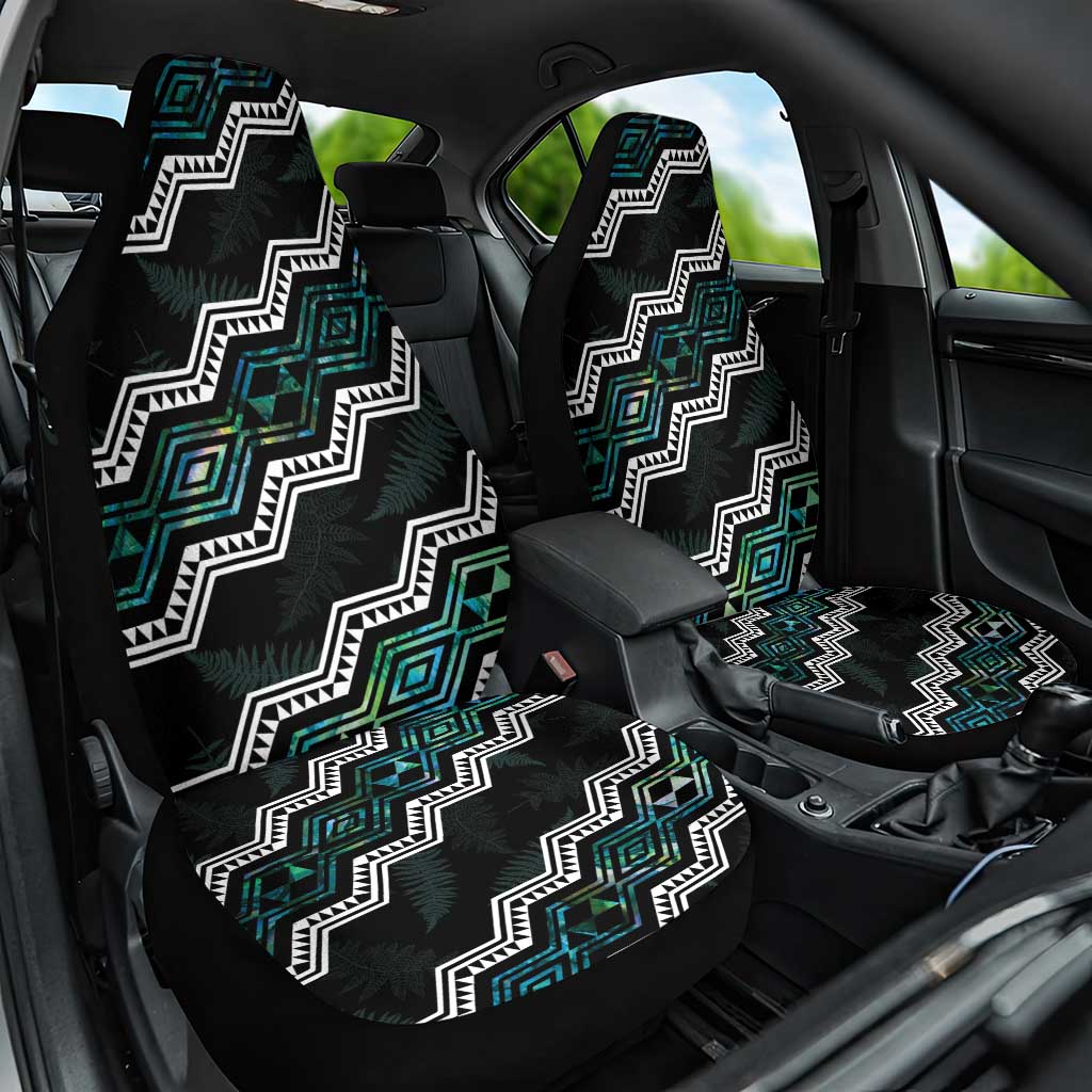 Personalised Taniko Aotearoa Mix Paua Shell Car Seat Cover Niho Taniwha Turquoise Glitter