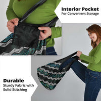 Taniko Aotearoa Mix Paua Shell Grocery Bag Niho Taniwha Turquoise Glitter