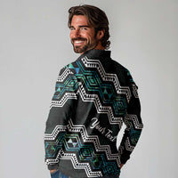 Personalised Taniko Aotearoa Mix Paua Shell Long Sleeve Polo Shirt Niho Taniwha Turquoise Glitter LT01 - Polynesian Pride
