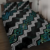 Personalised Taniko Aotearoa Mix Paua Shell Quilt Bed Set Niho Taniwha Turquoise Glitter