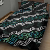 Personalised Taniko Aotearoa Mix Paua Shell Quilt Bed Set Niho Taniwha Turquoise Glitter