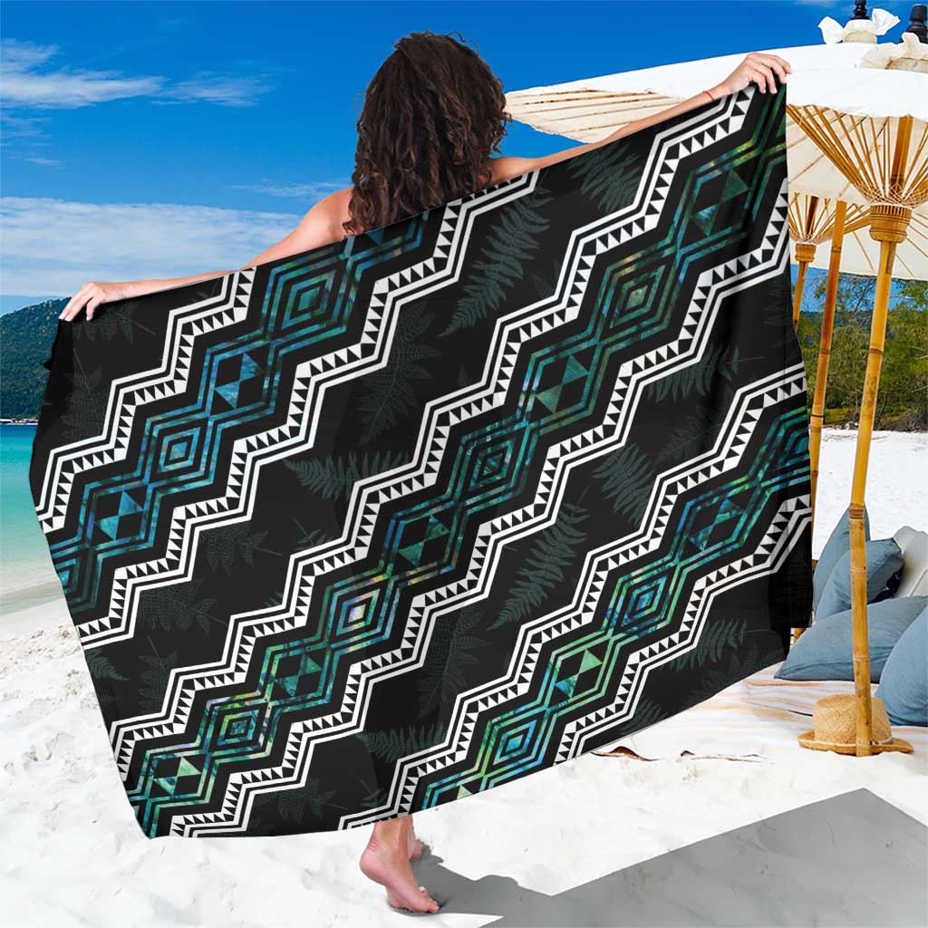 Personalised Taniko Aotearoa Mix Paua Shell Sarong Niho Taniwha Turquoise Glitter