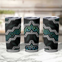 Personalised Taniko Aotearoa Mix Paua Shell Tumbler Cup Niho Taniwha Turquoise Glitter