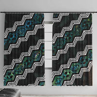 Personalised Taniko Aotearoa Mix Paua Shell Window Curtain Niho Taniwha Turquoise Glitter
