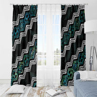 Personalised Taniko Aotearoa Mix Paua Shell Window Curtain Niho Taniwha Turquoise Glitter
