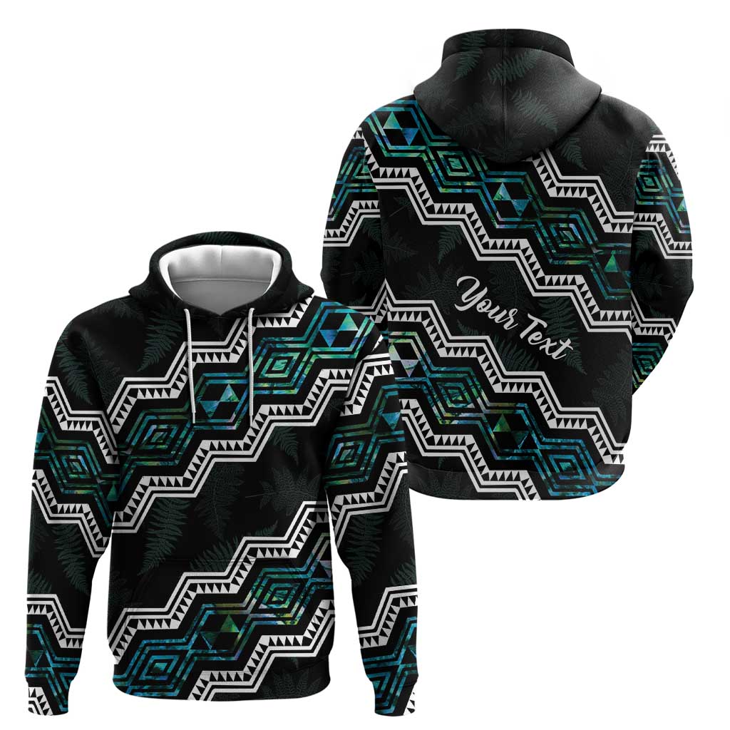 Personalised Taniko Aotearoa Mix Paua Shell Zip Hoodie Niho Taniwha Turquoise Glitter