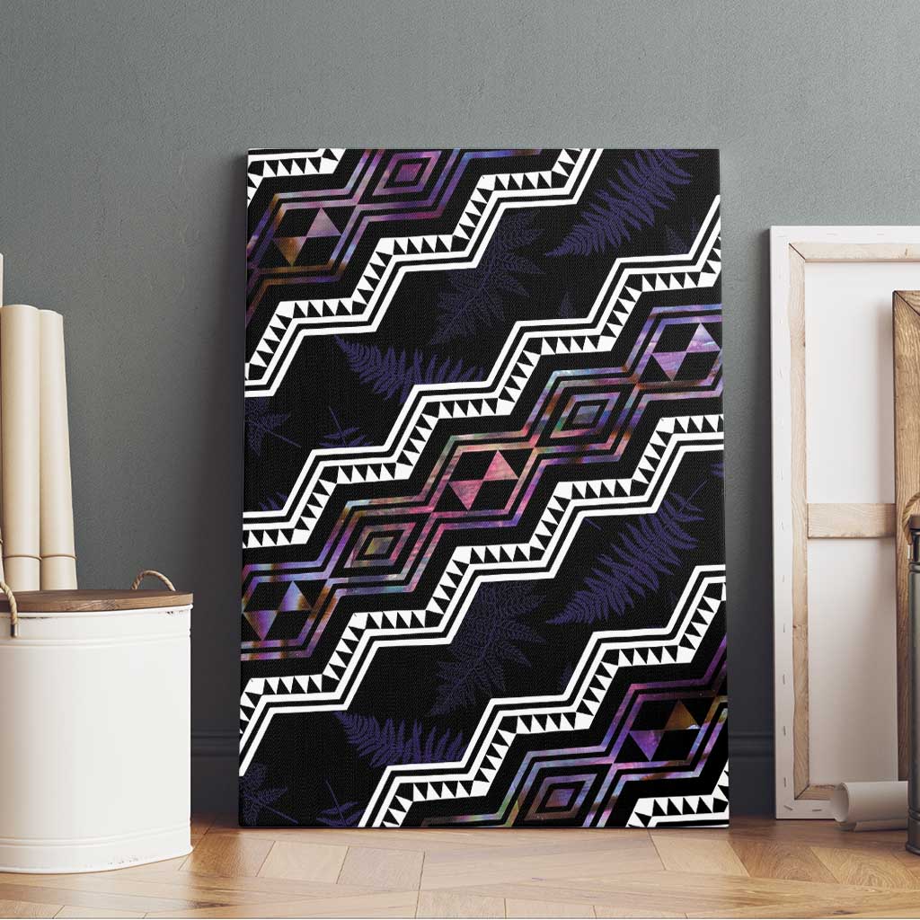 Personalised Taniko Aotearoa Mix Paua Shell Canvas Wall Art Niho Taniwha Lilac Glitter