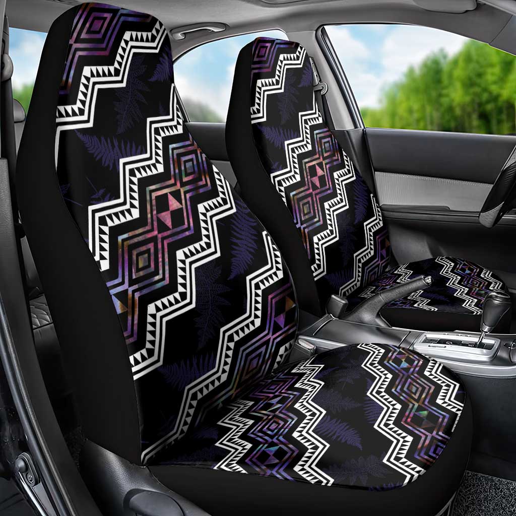 Personalised Taniko Aotearoa Mix Paua Shell Car Seat Cover Niho Taniwha Lilac Glitter