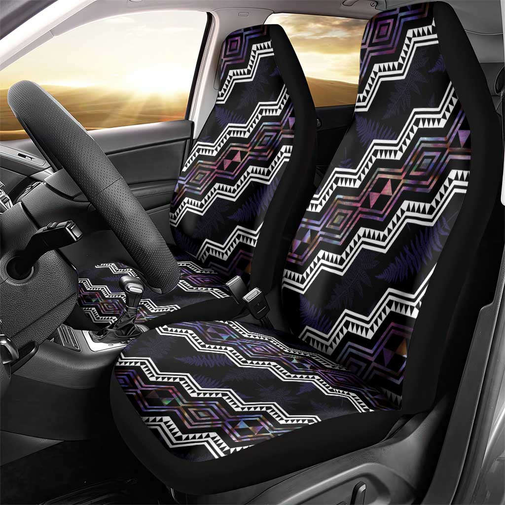 Personalised Taniko Aotearoa Mix Paua Shell Car Seat Cover Niho Taniwha Lilac Glitter