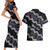 Personalised Taniko Aotearoa Mix Paua Shell Couples Matching Short Sleeve Bodycon Dress and Hawaiian Shirt Niho Taniwha Lilac Glitter