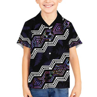 Personalised Taniko Aotearoa Mix Paua Shell Kid Hawaiian Shirt Niho Taniwha Lilac Glitter