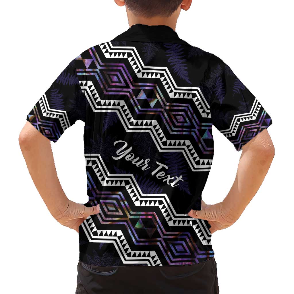 Personalised Taniko Aotearoa Mix Paua Shell Kid Hawaiian Shirt Niho Taniwha Lilac Glitter