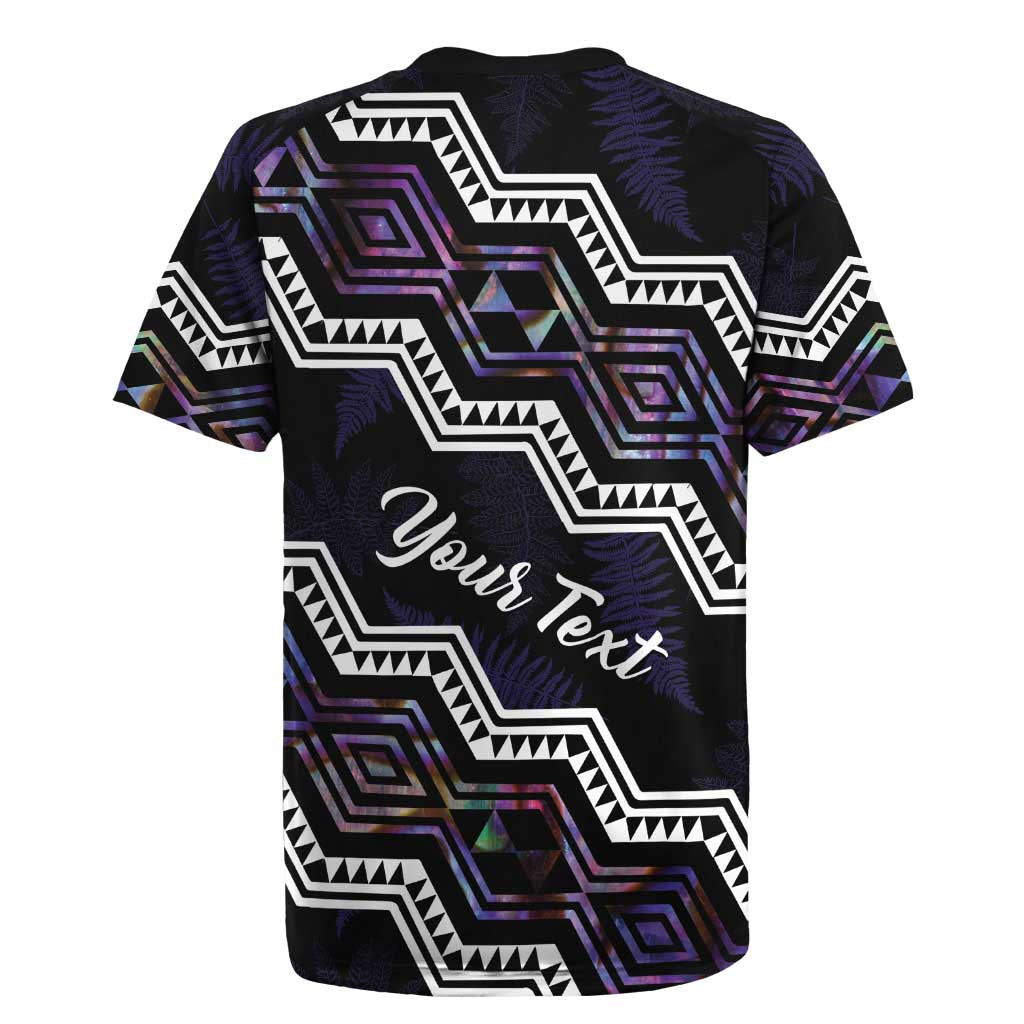 Personalised Taniko Aotearoa Mix Paua Shell Rugby Jersey Niho Taniwha Lilac Glitter
