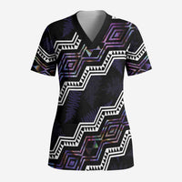 Personalised Taniko Aotearoa Mix Paua Shell Scrub Top Niho Taniwha Lilac Glitter - Polynesian Pride