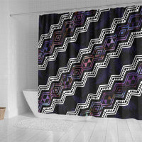 Personalised Taniko Aotearoa Mix Paua Shell Shower Curtain Niho Taniwha Lilac Glitter