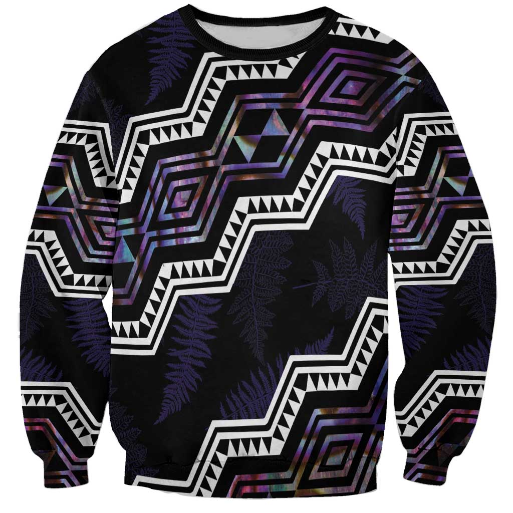 Personalised Taniko Aotearoa Mix Paua Shell Sweatshirt Niho Taniwha Lilac Glitter LT01 Unisex Purple - Polynesian Pride