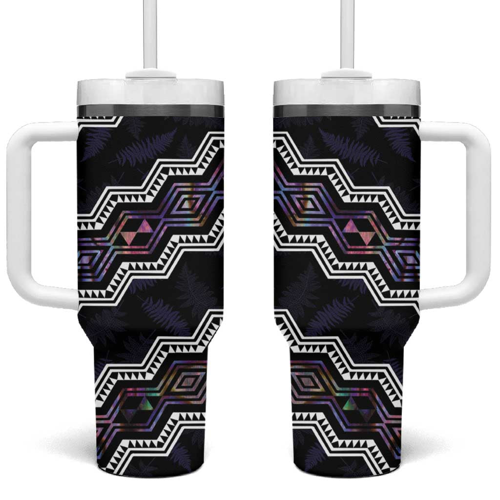 Personalised Taniko Aotearoa Mix Paua Shell Tumbler With Handle Niho Taniwha Lilac Glitter