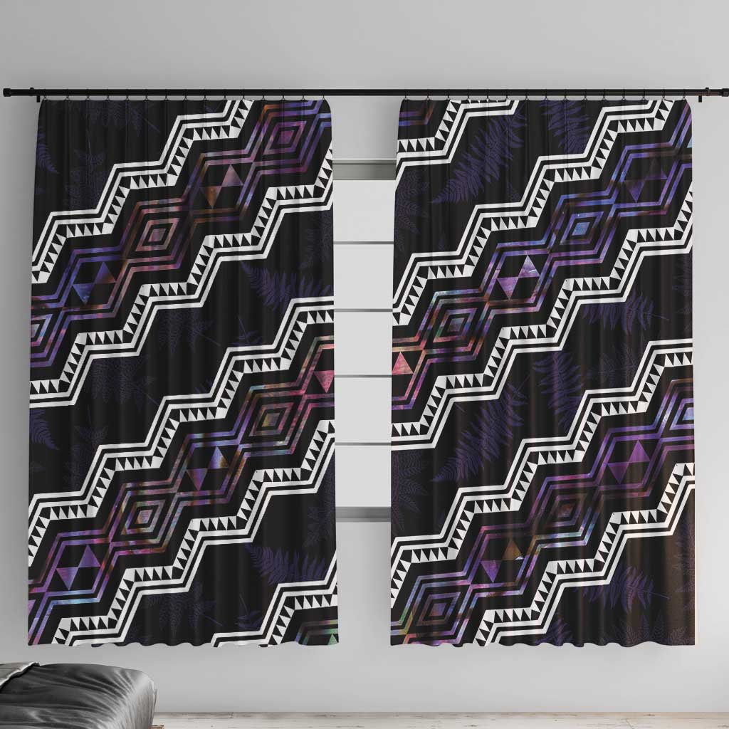Personalised Taniko Aotearoa Mix Paua Shell Window Curtain Niho Taniwha Lilac Glitter