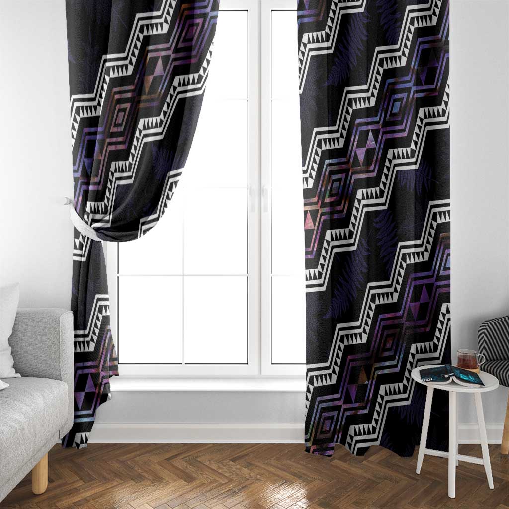 Personalised Taniko Aotearoa Mix Paua Shell Window Curtain Niho Taniwha Lilac Glitter