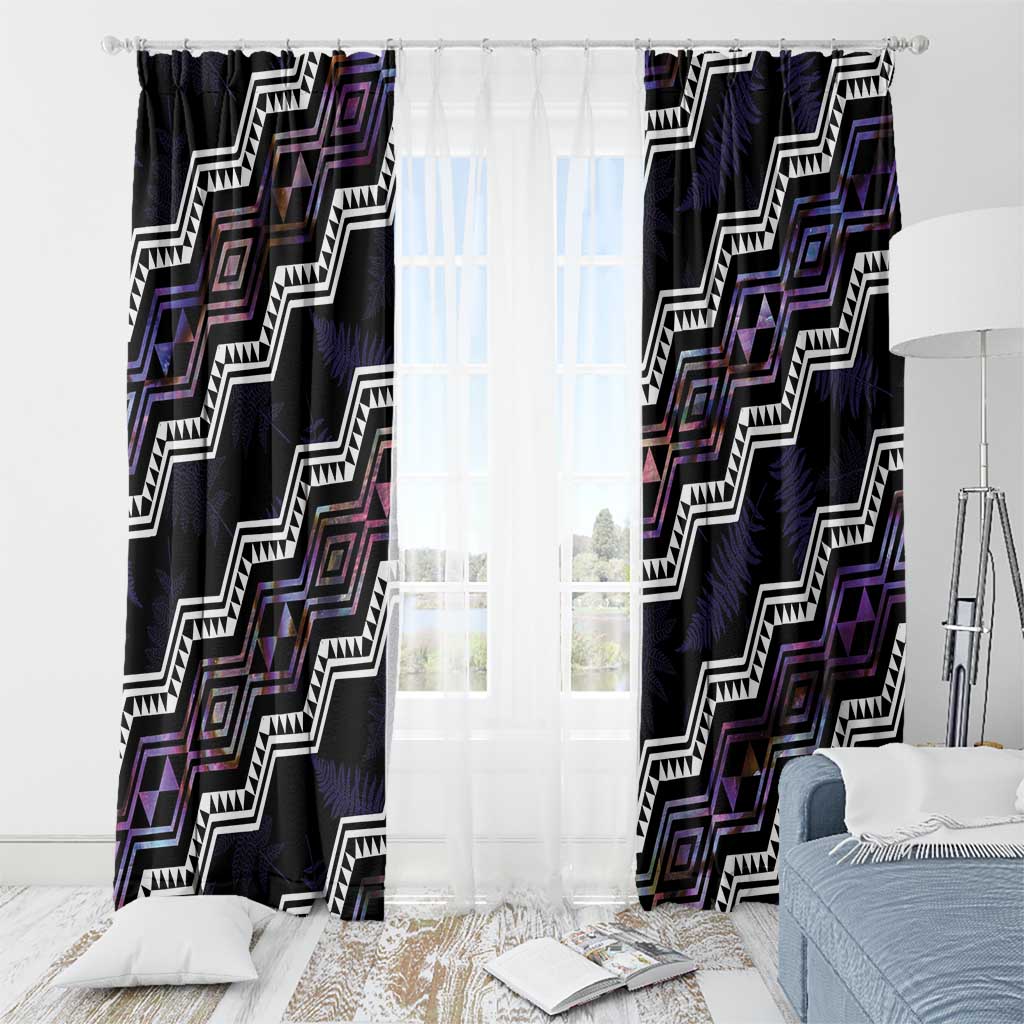 Personalised Taniko Aotearoa Mix Paua Shell Window Curtain Niho Taniwha Lilac Glitter