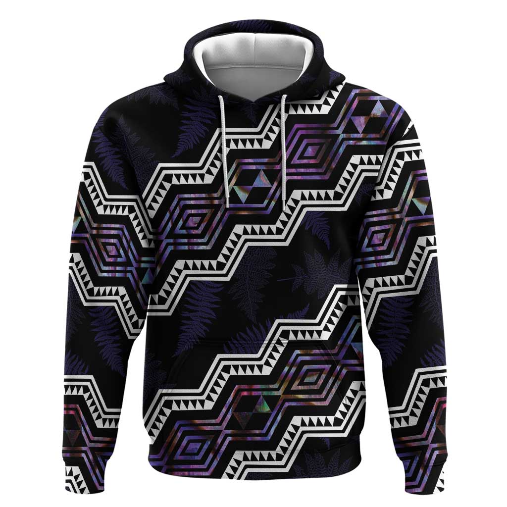 Personalised Taniko Aotearoa Mix Paua Shell Zip Hoodie Niho Taniwha Lilac Glitter