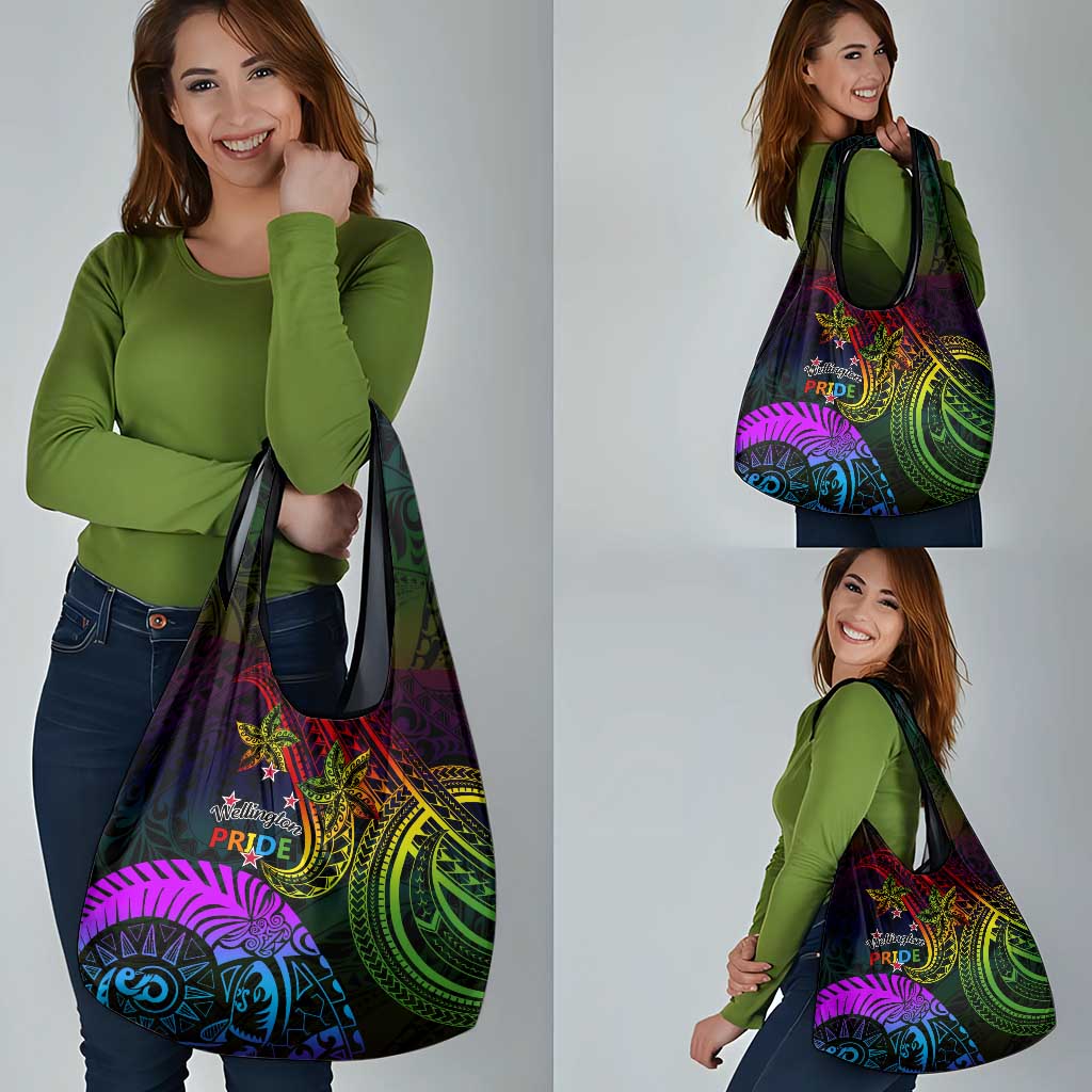 Wellington Pride Grocery Bag Aotearoa Tribal Rainbow Pattern