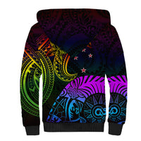 Wellington Pride Sherpa Hoodie Aotearoa Tribal Rainbow Pattern LT01 - Polynesian Pride