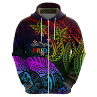 Wellington Pride Zip Hoodie Aotearoa Tribal Rainbow Pattern LT01 - Polynesian Pride