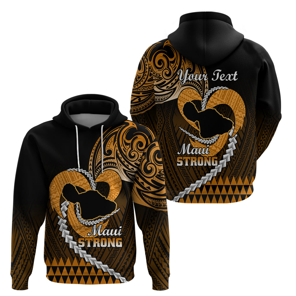 Personalised Hawaii Hoodie Maui Be Strong Kakau Gold Version LT01 - Polynesian Pride