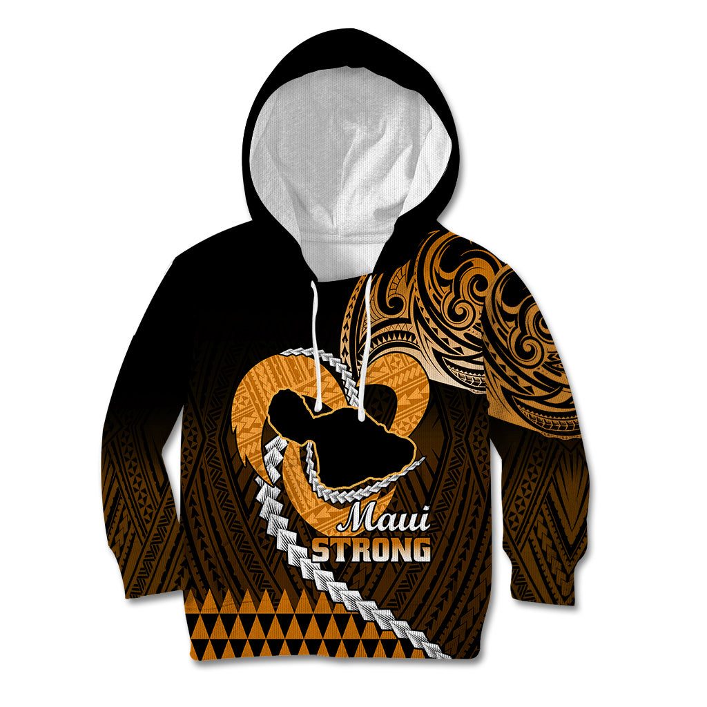 Personalised Hawaii Kid Hoodie Maui Be Strong Kakau Gold Version LT01 Hoodie Gold - Polynesian Pride