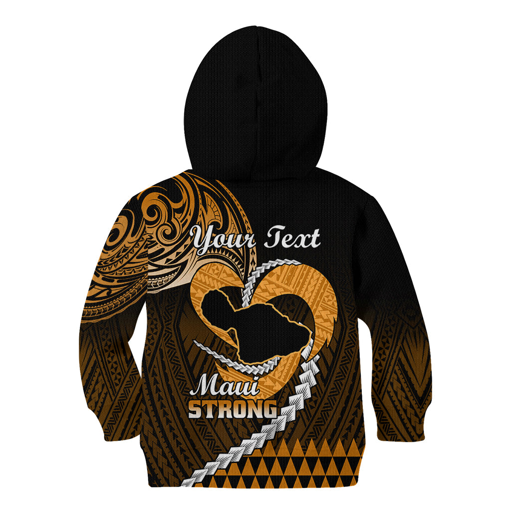 Personalised Hawaii Kid Hoodie Maui Be Strong Kakau Gold Version LT01 - Polynesian Pride