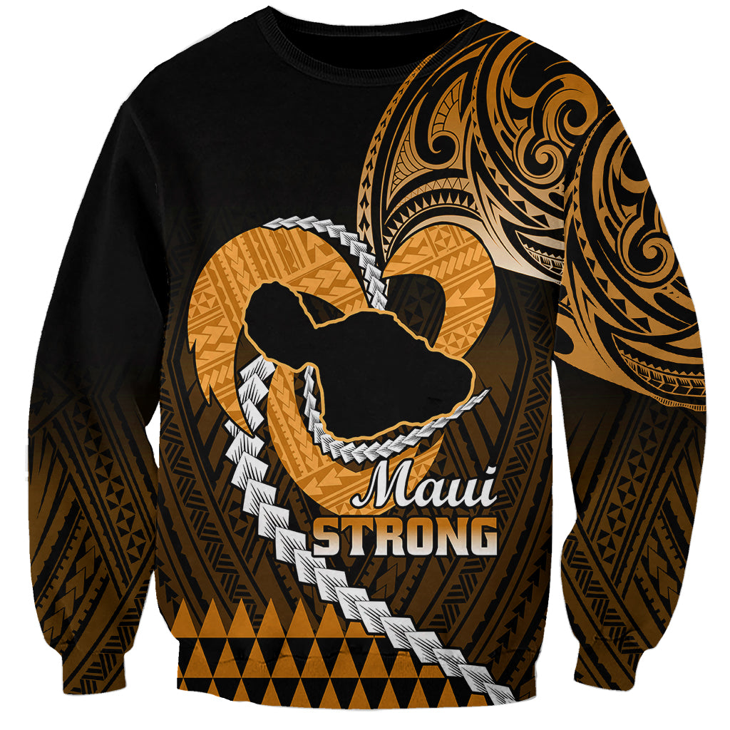 Personalised Hawaii Sweatshirt Maui Be Strong Kakau Gold Version LT01 Unisex Gold - Polynesian Pride