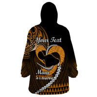 Personalised Hawaii Wearable Blanket Hoodie Maui Be Strong Kakau Gold Version LT01 - Polynesian Pride