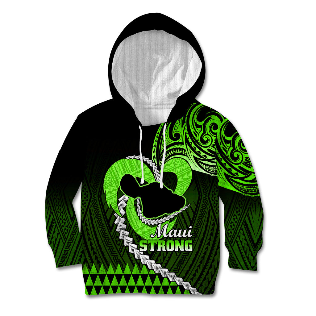 Personalised Hawaii Kid Hoodie Maui Be Strong Kakau Green Version LT01 Hoodie Green - Polynesian Pride
