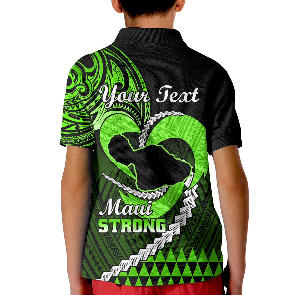 Personalised Hawaii Kid Polo Shirt Maui Be Strong Kakau Green Version LT01 - Polynesian Pride