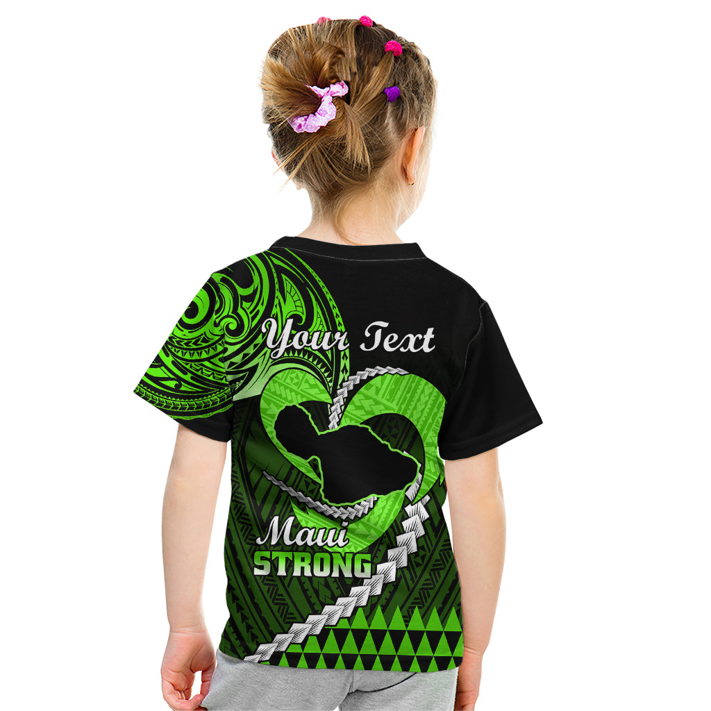 Personalised Hawaii Kid T Shirt Maui Be Strong Kakau Green Version LT01 - Polynesian Pride