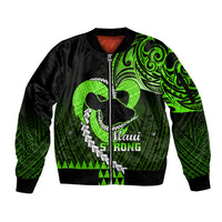 Personalised Hawaii Sleeve Zip Bomber Jacket Maui Be Strong Kakau Green Version LT01 Unisex Green - Polynesian Pride