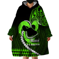 Personalised Hawaii Wearable Blanket Hoodie Maui Be Strong Kakau Green Version LT01 - Polynesian Pride