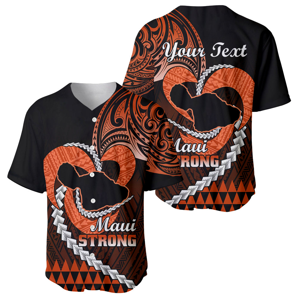 Personalised Hawaii Baseball Jersey Maui Be Strong Kakau Orange Version LT01 - Polynesian Pride