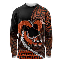 Personalised Hawaii Long Sleeve Shirt Maui Be Strong Kakau Orange Version LT01