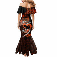 Personalised Hawaii Mermaid Dress Maui Be Strong Kakau Orange Version LT01 - Polynesian Pride