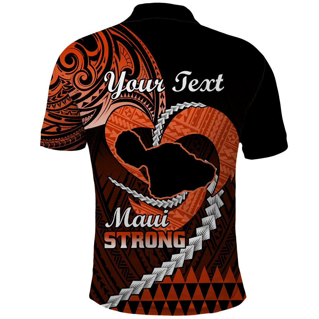 Personalised Hawaii Polo Shirt Maui Be Strong Kakau Orange Version LT01 - Polynesian Pride