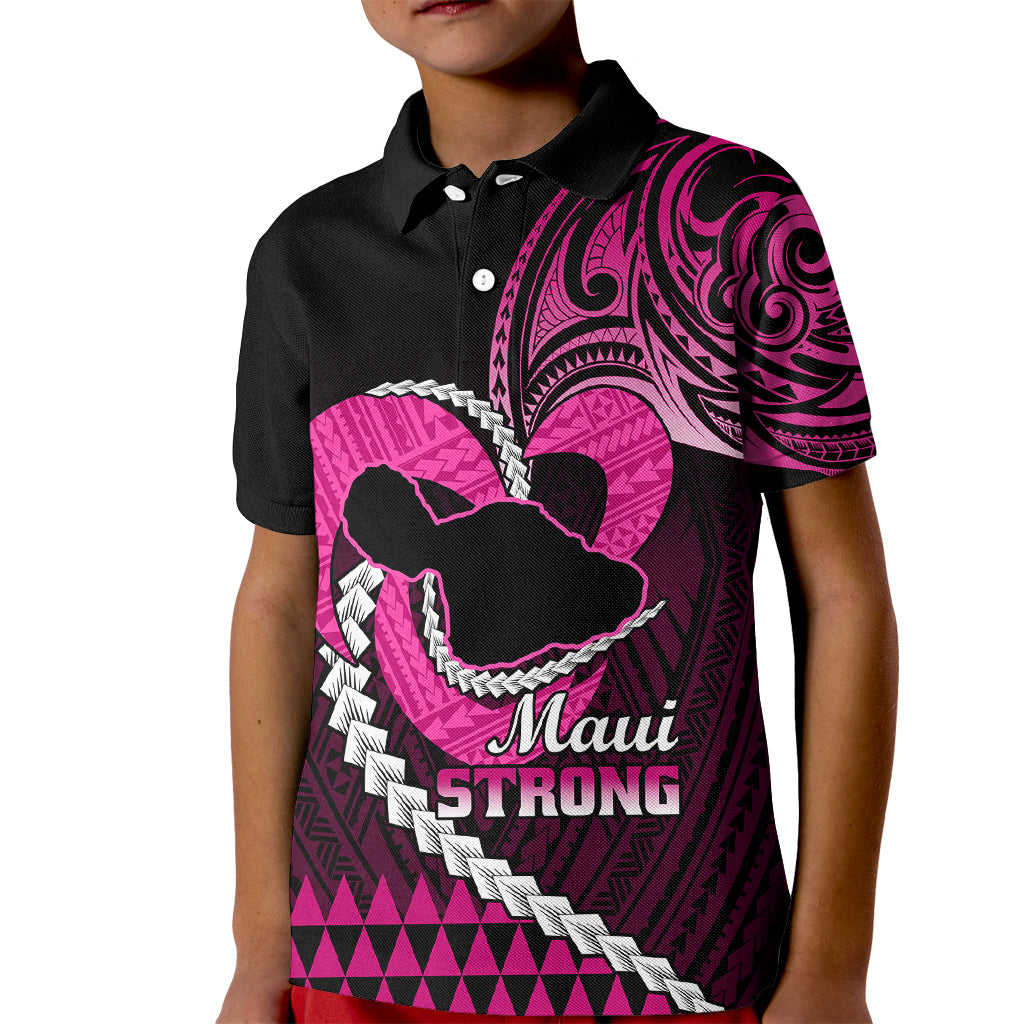 Personalised Hawaii Kid Polo Shirt Maui Be Strong Kakau Pink Version LT01 Kid Pink - Polynesian Pride