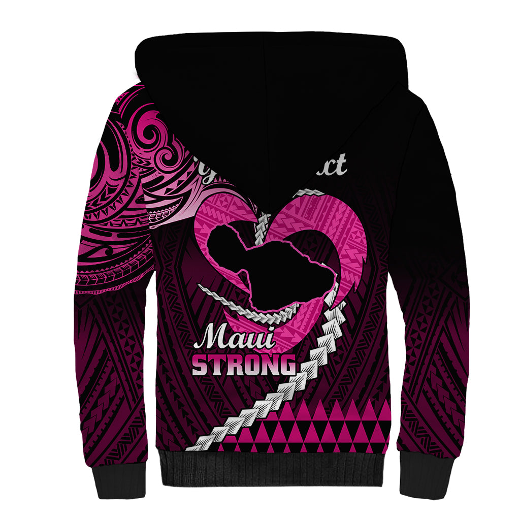 Personalised Hawaii Sherpa Hoodie Maui Be Strong Kakau Pink Version LT01 - Polynesian Pride